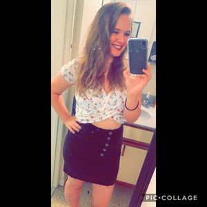 Iris Floral Cinched Crop Top